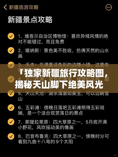 「独家新疆旅行攻略图，揭秘天山脚下绝美风光」