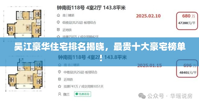 吴江豪华住宅排名揭晓，最贵十大豪宅榜单！